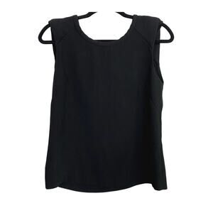 ZARA Perfect Sleeveless Lightweight Blouse V Neck Key Hole Back S Black #3342